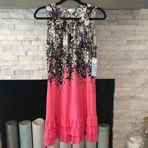 LONDON TIMES FLOWERED SLEEVELESS DRESS SIZE 10